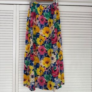 Vintage 100% Silk Floral Skirt - DONCASTER - Womens XS